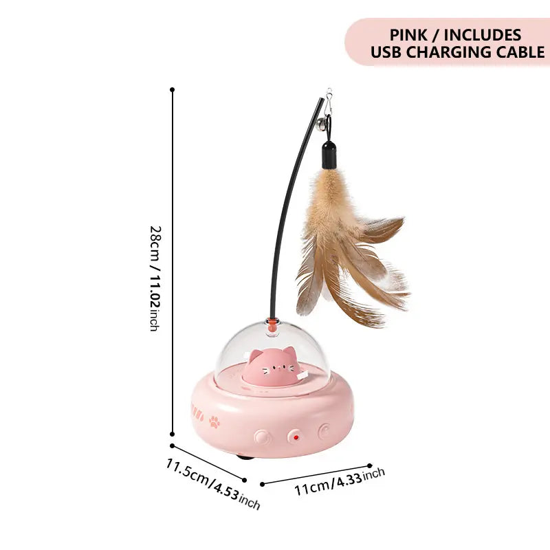Interactive Automatic Cat Teaser Toy with Laser and Feather Combo - Smart Self-Playing Pet Toy for Engaging Kittens and Reducing Boredom