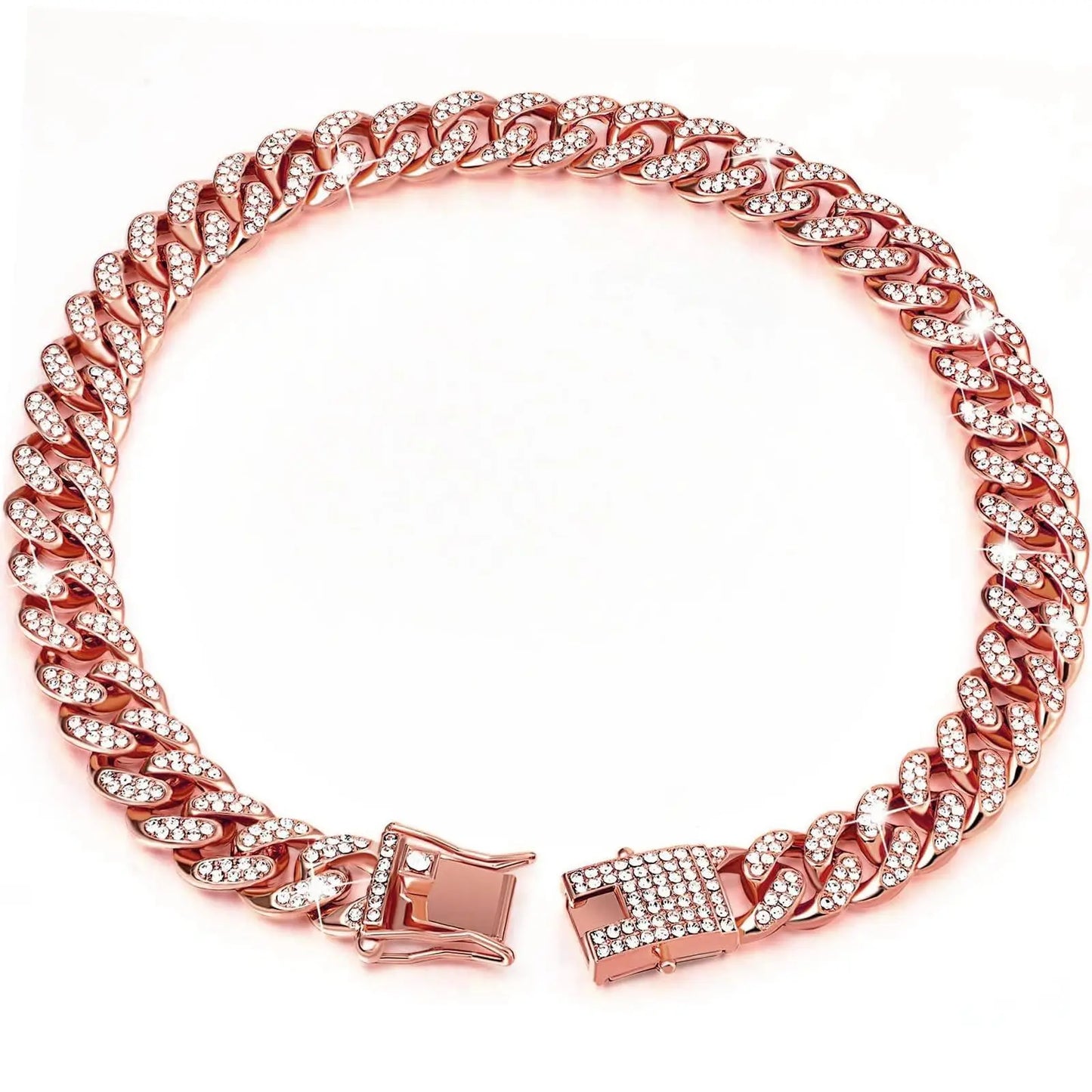 Rhinestone Dog Chain Necklace with Secure Buckle – Elegant Pet Accessory for Small, Medium, and Large Dogs