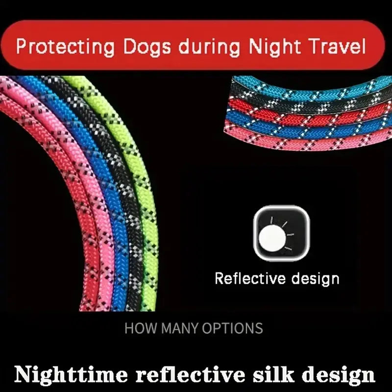 Reflective Dog Leash with Ergonomic Cushioned Handle and Dual-Layer Heavy-Duty Construction for Enhanced Control and Safety
