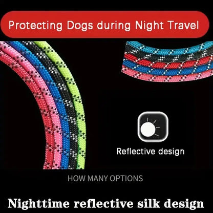 Reflective Dog Leash with Ergonomic Cushioned Handle and Dual-Layer Heavy-Duty Construction for Enhanced Control and Safety