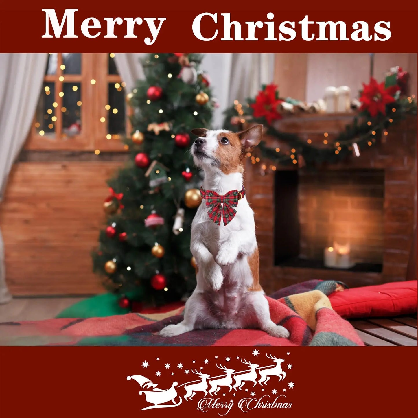 Elegant Plaid Dog Collar with Bow Tie - Adjustable Christmas Scottish Tartan Collar for Small, Medium, and Large Dogs, Perfect Holiday Gift for Pets
