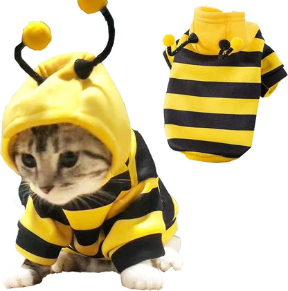 Premium Dog Hoodie Sweatshirt and Cat Sweater for Holidays, Warm Apparel for Small Pets - Yellow Cat Outfit, Puppy Hooded Coat, and Bee Costume for Halloween and Christmas (Yellow, X-Large)