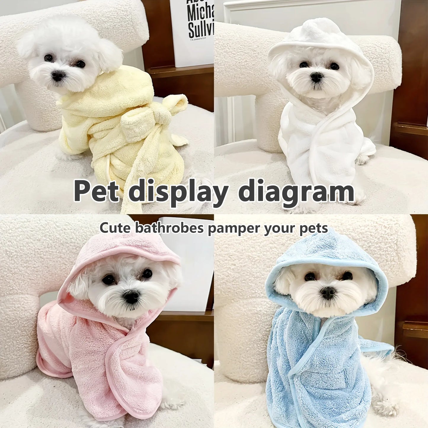 Premium Quick-Drying Absorbent Bathrobes for Small Dogs and Cats - Soft, Comfortable, and Secure Closure for All Seasons