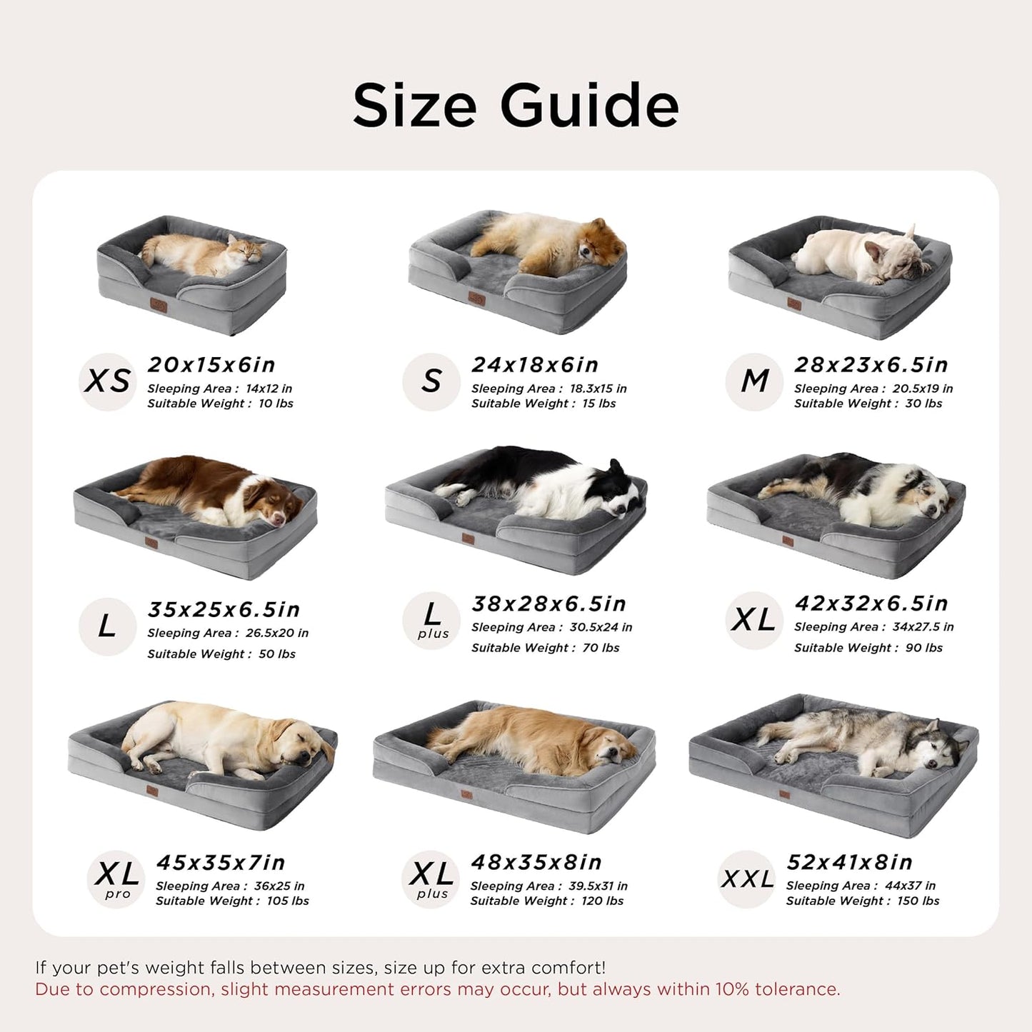 Bedsure Orthopedic Medium Dog Bed - Waterproof and Washable Pet Bed for Small to Medium Dogs and Cats with Removable Cover and Nonskid Bottom, Grey, 28