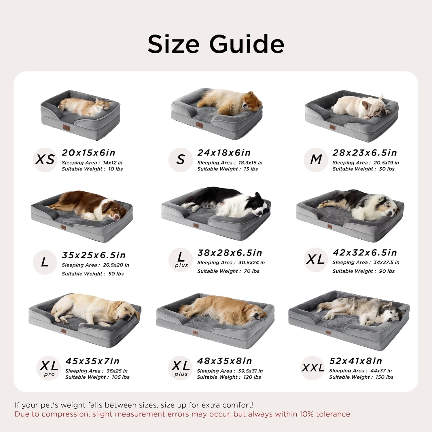 Bedsure Orthopedic Medium Dog Bed - Waterproof and Washable Pet Bed for Small to Medium Dogs and Cats with Removable Cover and Nonskid Bottom, Grey, 28