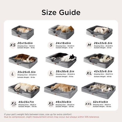 Bedsure Orthopedic Medium Dog Bed - Waterproof and Washable Pet Bed for Small to Medium Dogs and Cats with Removable Cover and Nonskid Bottom, Grey, 28