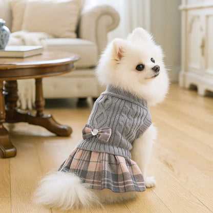 Dog Sweater Dress for Small Breeds - Winter Turtleneck Knitwear for Teacup Dogs, Yorkies, and Chihuahuas