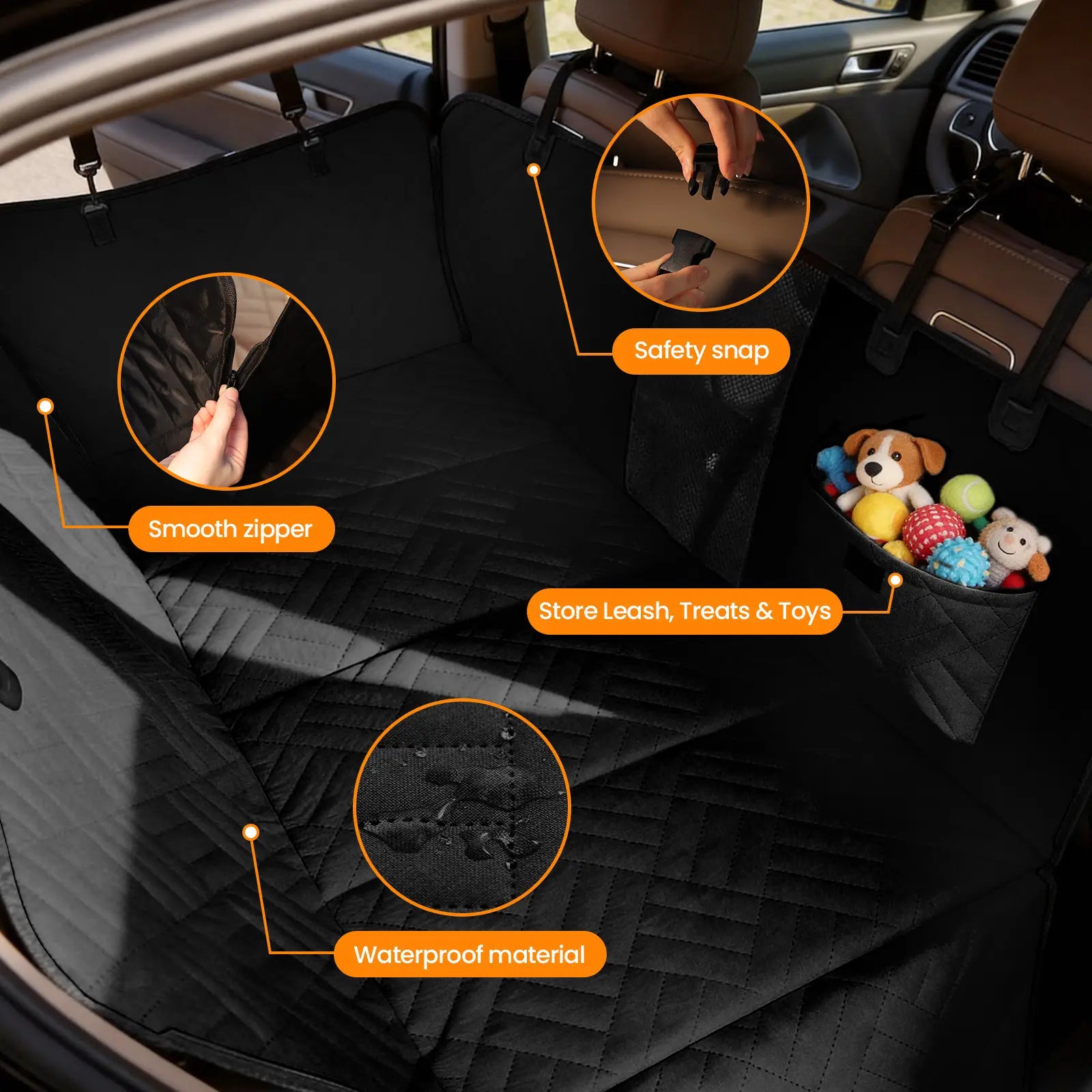 Waterproof Dog Car Seat Cover with Hard Bottom, Anti-Slip Design, Easy to Clean, Mesh Window - Universal Fit for Most Vehicles