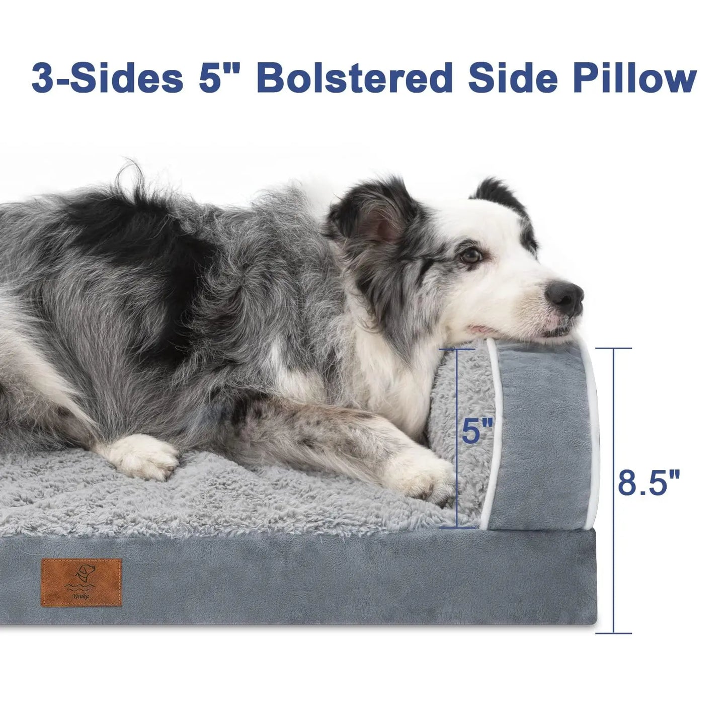Premium Orthopedic Dog Bed for Large Breeds, Washable Sofa-Style Design with Removable Cover, Waterproof Structure and Nonslip Base, High Bolster Support