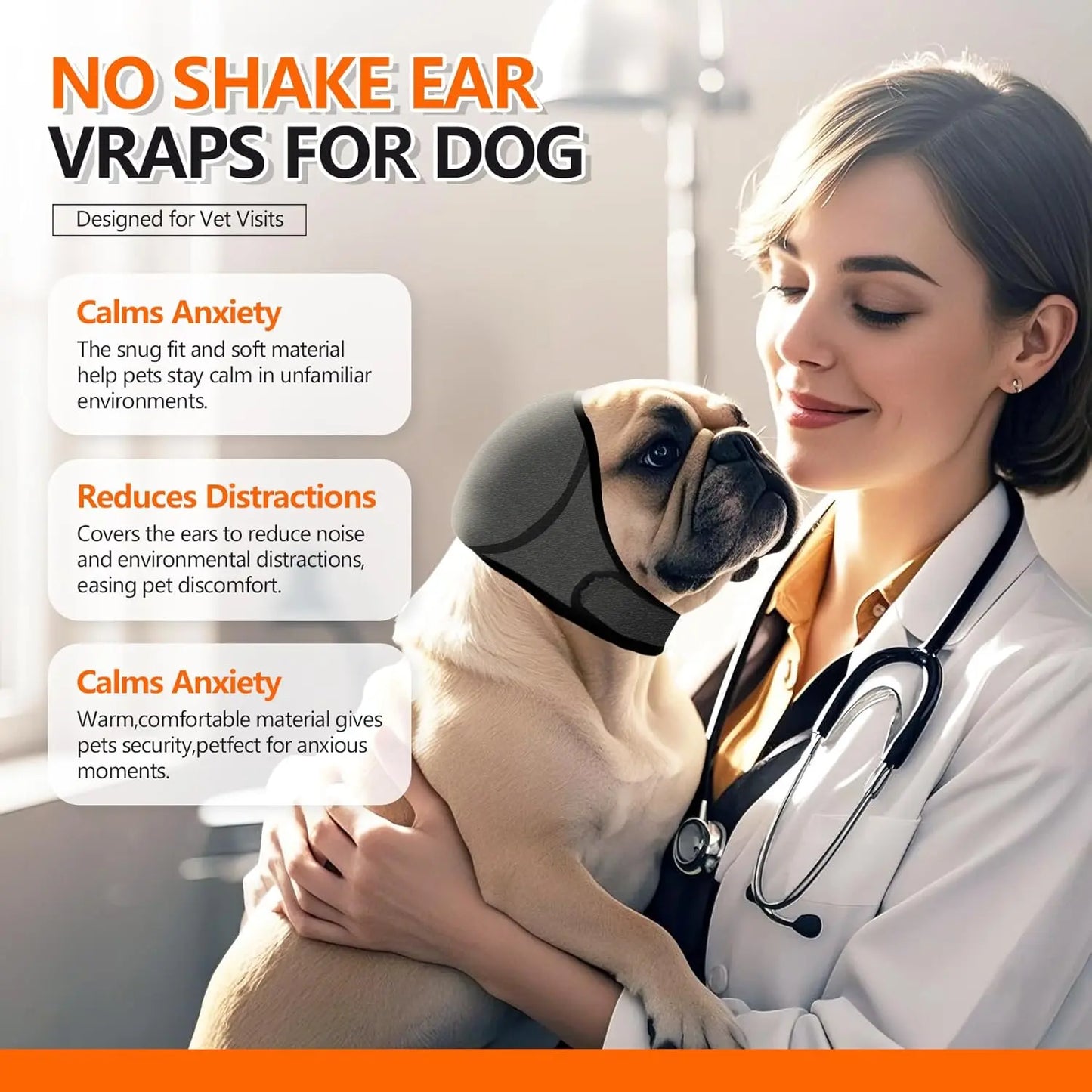 Dog Ear Protector Earmuffs and Bandana Set for Noise Reduction and Hearing Protection, Adjustable Design, Breathable Soft Material, Ideal for Swimming and Beach Use