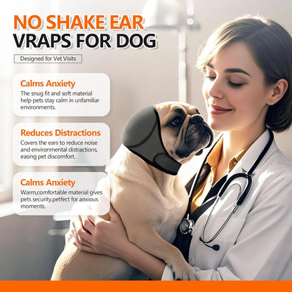 Dog Ear Protector Earmuffs and Bandana Set for Noise Reduction and Hearing Protection, Adjustable Design, Breathable Soft Material, Ideal for Swimming and Beach Use