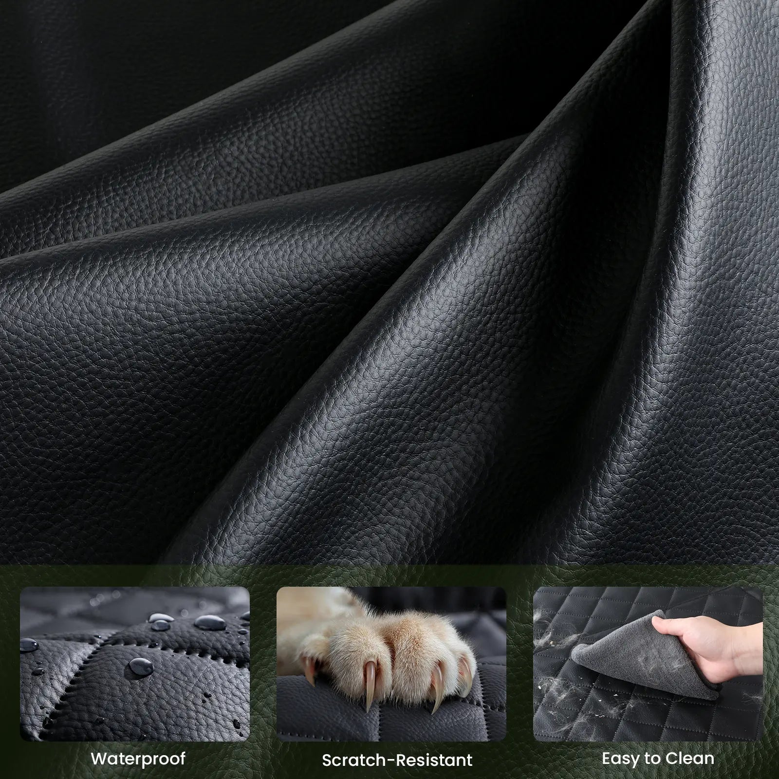 Pecute Waterproof Pet Car Seat Cover - Backseat Hammock with Mesh Window & Storage Pocket, Non-Slip 600D, Easy to Install and Washable for Cars and Trucks
