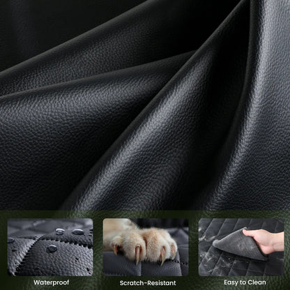 Pecute Waterproof Pet Car Seat Cover - Backseat Hammock with Mesh Window & Storage Pocket, Non-Slip 600D, Easy to Install and Washable for Cars and Trucks