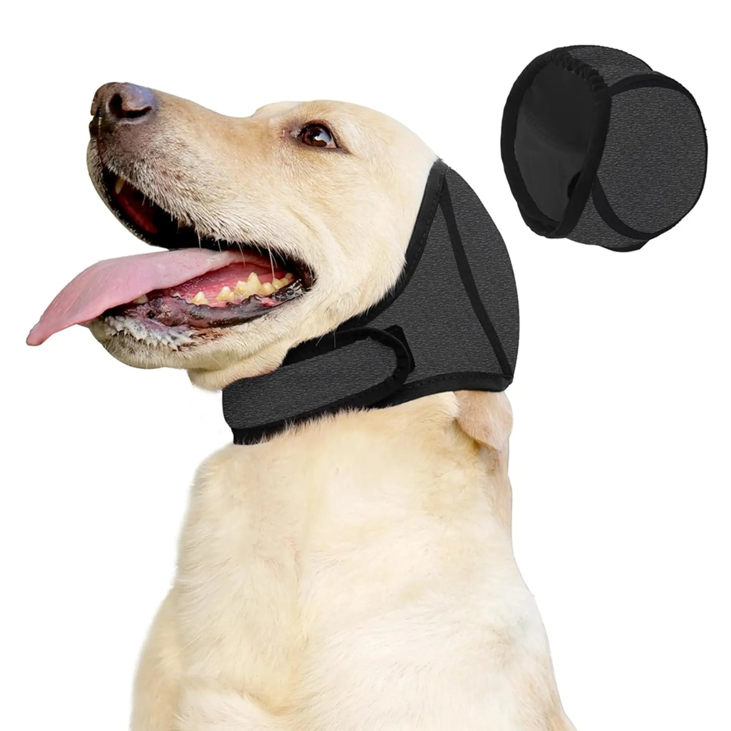 Dog Ear Protector Earmuffs and Bandana Set for Noise Reduction and Hearing Protection, Adjustable Design, Breathable Soft Material, Ideal for Swimming and Beach Use