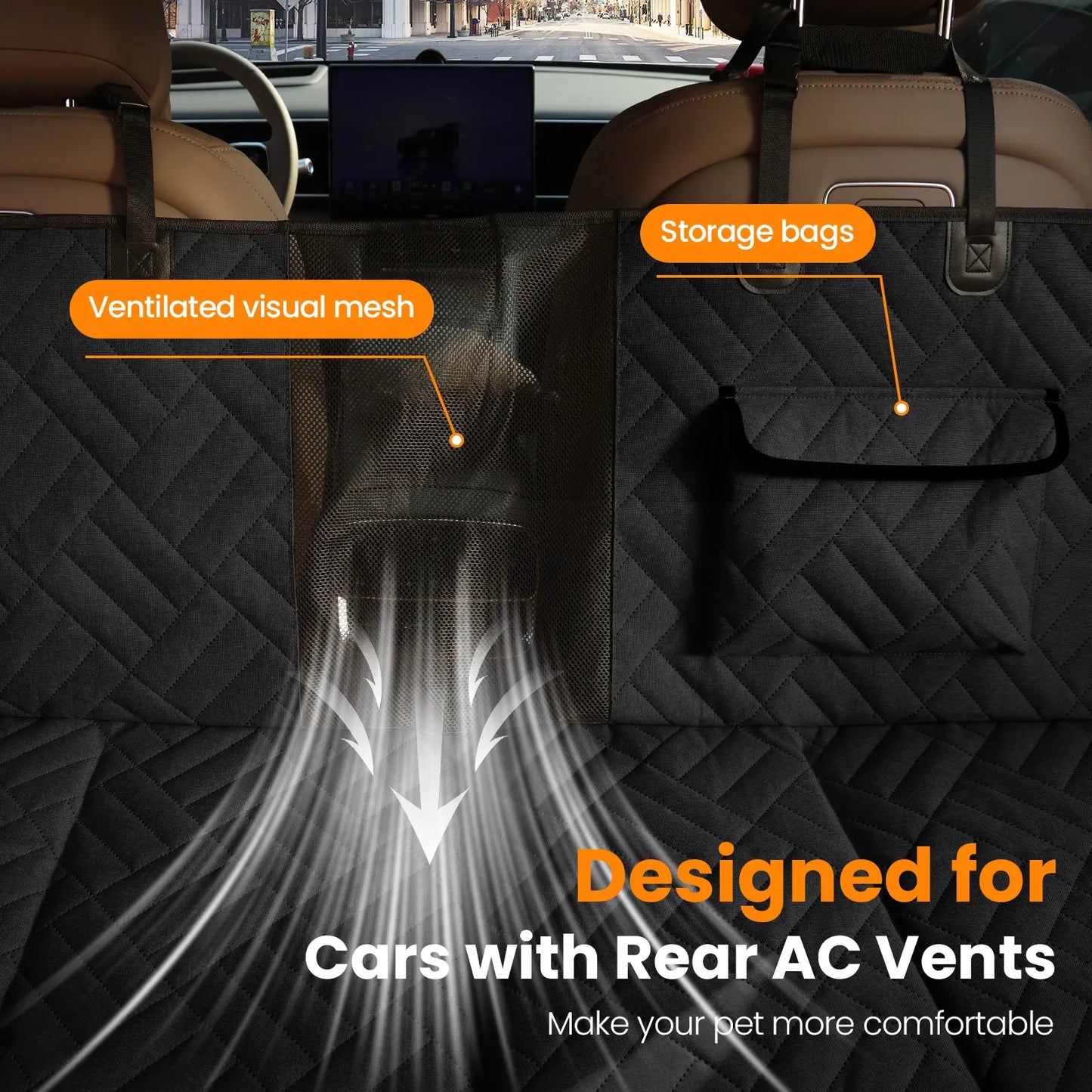 Waterproof Dog Car Seat Cover with Hard Bottom, Anti-Slip Design, Easy to Clean, Mesh Window - Universal Fit for Most Vehicles