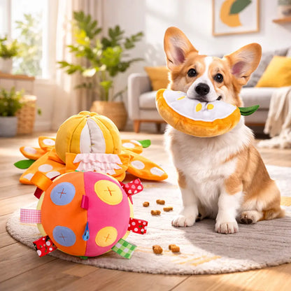 Interactive Dog Snuffle Feeding Ball Toy for Slow Eating and Mental Stimulation, Includes Cotton Fillings and Bell for Enhanced Exercise and IQ Training