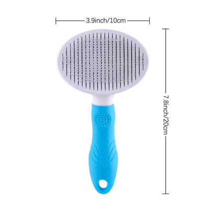 Professional Self-Cleaning Slicker Brush for Dogs and Cats - Effective Pet Grooming Tool for Removing Loose Undercoat, Mats, and Tangled Hair with Integrated Flea Comb