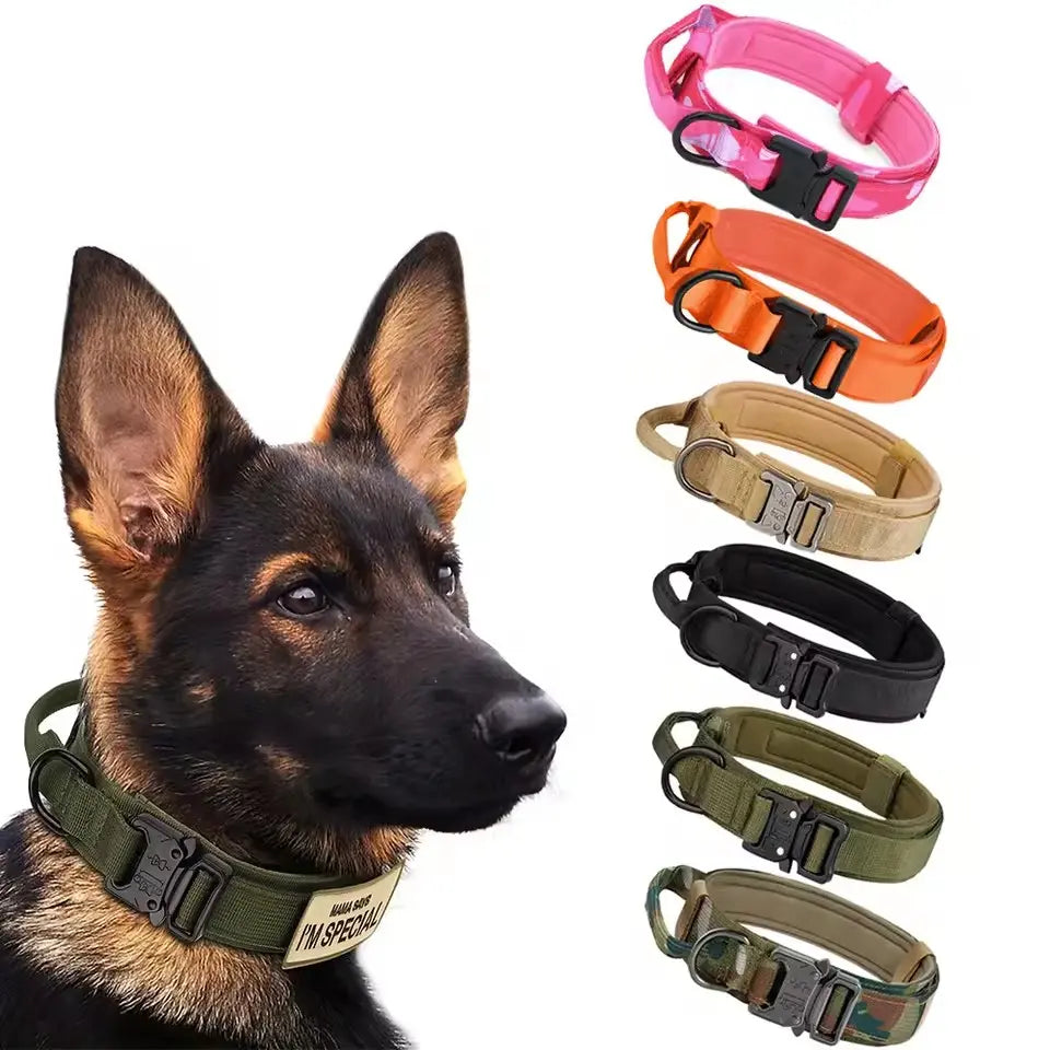 Adjustable Heavy-Duty Tactical Dog Training Collar with Quick Release Buckle for Safety and Comfort - 1000D Nylon