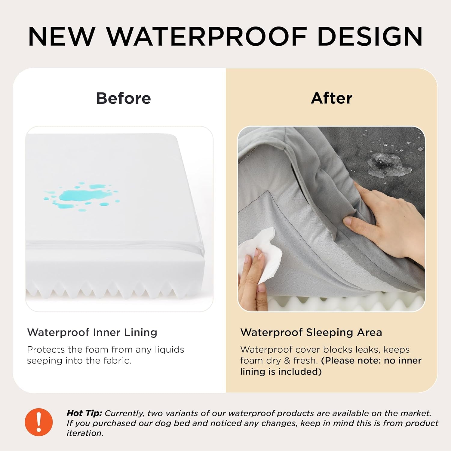 Bedsure Orthopedic Medium Dog Bed - Waterproof and Washable Pet Bed for Small to Medium Dogs and Cats with Removable Cover and Nonskid Bottom, Grey, 28