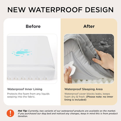 Bedsure Orthopedic Medium Dog Bed - Waterproof and Washable Pet Bed for Small to Medium Dogs and Cats with Removable Cover and Nonskid Bottom, Grey, 28