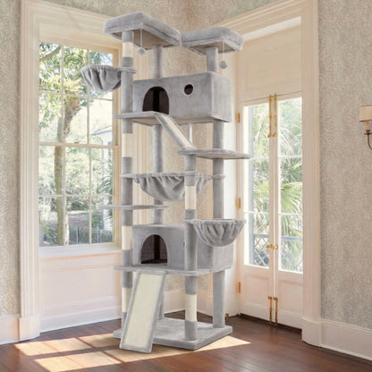 HOOMIC 81-Inch Large Cat Tree Tower - Multi-Level Climbing Structure with Condo, Hammock, and Scratching Post for Larger Cats, Available in Various Colors and Patterns