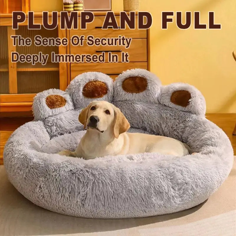 Luxury Bear Paw Plush Pet Bed with Superior Soft Padding and Enhanced Stability