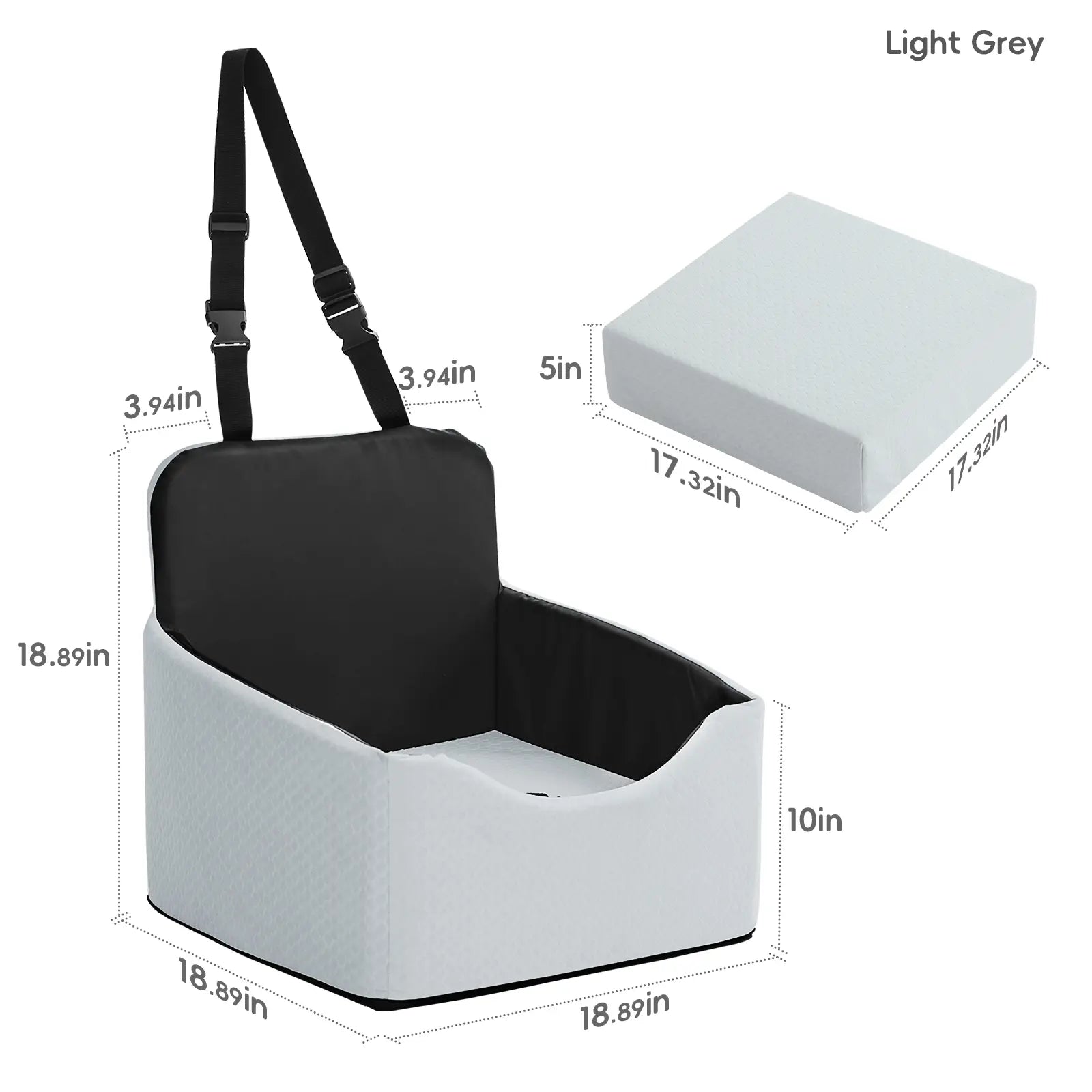 VALUXE Dog Car Booster Seat - All-Season Enclosed Design with Seat Belt Straps, Non-Slip and Waterproof Pet Travel Seat