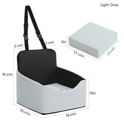 VALUXE Dog Car Booster Seat - All-Season Enclosed Design with Seat Belt Straps, Non-Slip and Waterproof Pet Travel Seat
