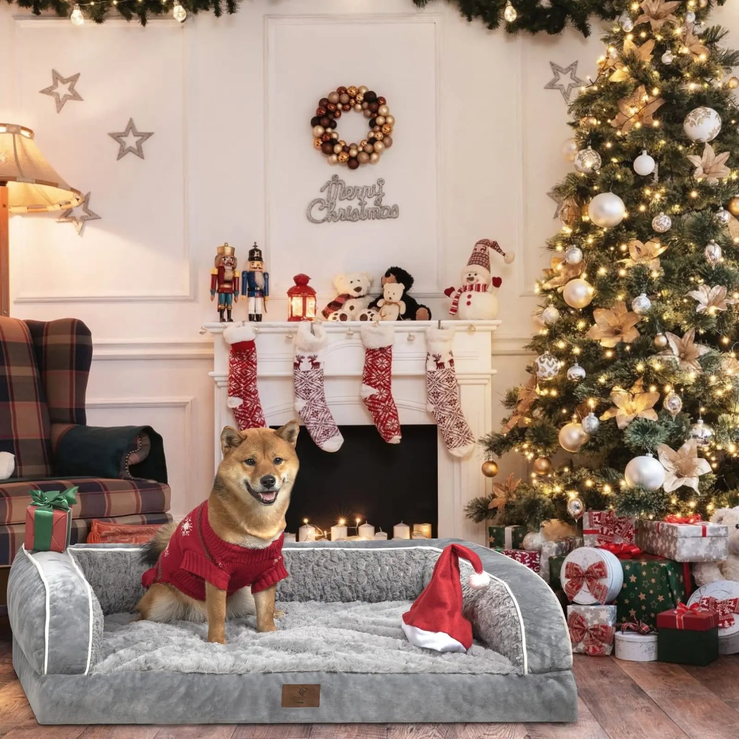 Premium Orthopedic Dog Bed for Large Breeds, Washable Sofa-Style Design with Removable Cover, Waterproof Structure and Nonslip Base, High Bolster Support