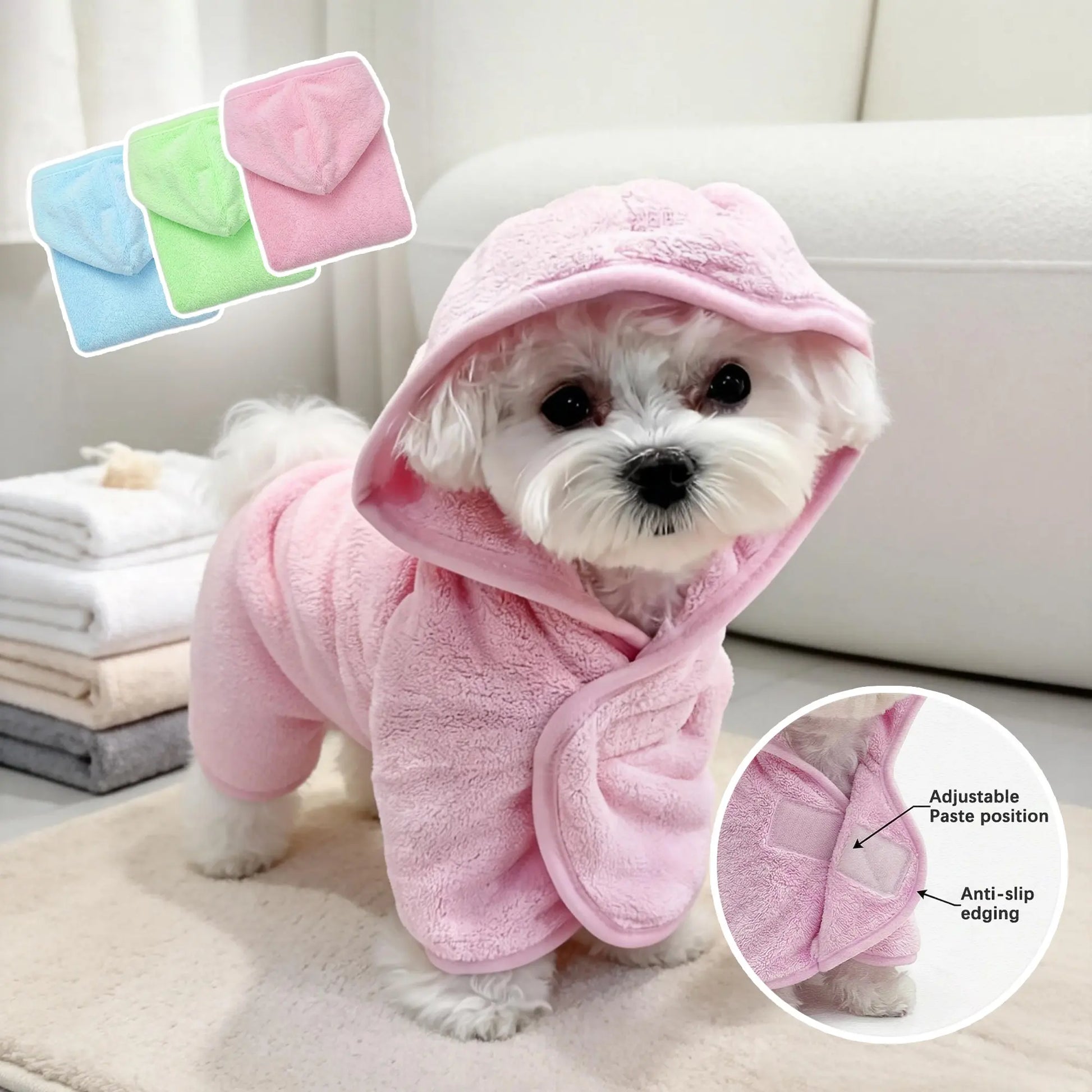 Premium Quick-Drying Absorbent Bathrobes for Small Dogs and Cats - Soft, Comfortable, and Secure Closure for All Seasons
