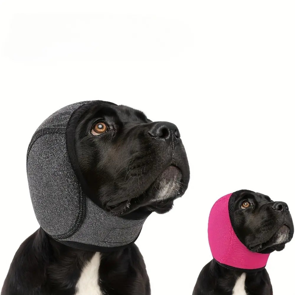 Dog Ear Protector Earmuffs and Bandana Set for Noise Reduction and Hearing Protection, Adjustable Design, Breathable Soft Material, Ideal for Swimming and Beach Use