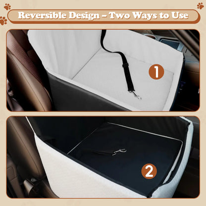 VALUXE Dog Car Booster Seat - All-Season Enclosed Design with Seat Belt Straps, Non-Slip and Waterproof Pet Travel Seat