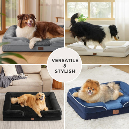Bedsure Orthopedic Medium Dog Bed - Waterproof and Washable Pet Bed for Small to Medium Dogs and Cats with Removable Cover and Nonskid Bottom, Grey, 28
