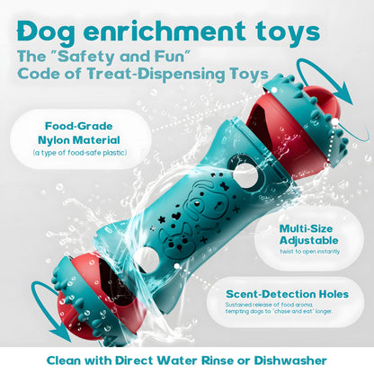 LUMIKATA Dual-Function Dog Puzzle Toy & Slow Feeder: Adjustable 3-Level Treat Dispenser to Promote Healthy Eating Habits and Cognitive Stimulation for All Breeds - Durable Heavy-Duty Nylon for Aggressive Chewers