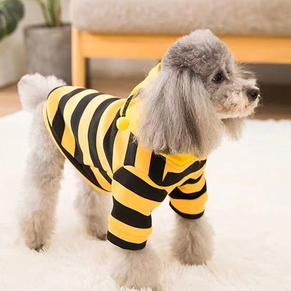Premium Dog Hoodie Sweatshirt and Cat Sweater for Holidays, Warm Apparel for Small Pets - Yellow Cat Outfit, Puppy Hooded Coat, and Bee Costume for Halloween and Christmas (Yellow, X-Large)
