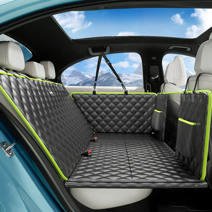Pecute Waterproof Pet Car Seat Cover - Backseat Hammock with Mesh Window & Storage Pocket, Non-Slip 600D, Easy to Install and Washable for Cars and Trucks