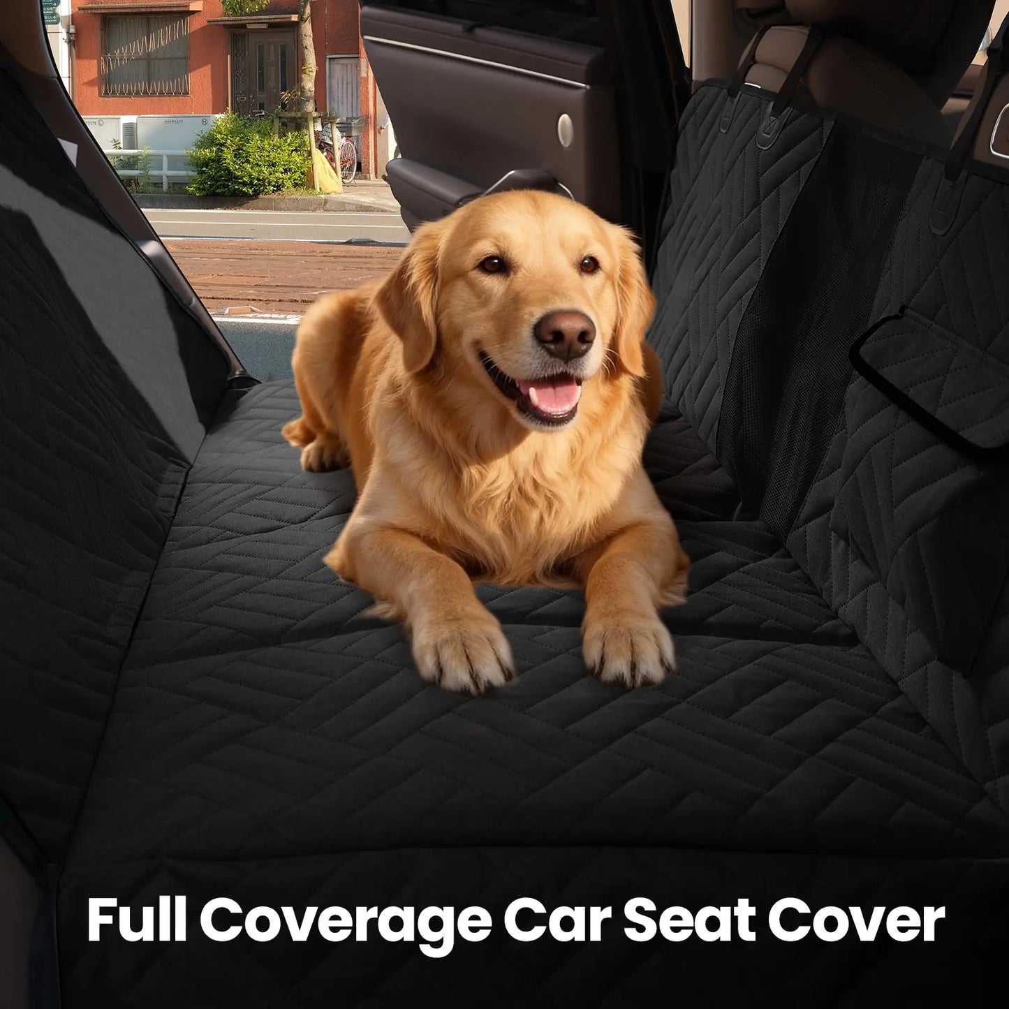 Waterproof Dog Car Seat Cover with Hard Bottom, Anti-Slip Design, Easy to Clean, Mesh Window - Universal Fit for Most Vehicles