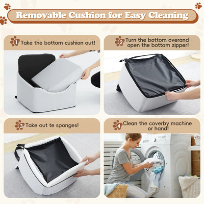 VALUXE Dog Car Booster Seat - All-Season Enclosed Design with Seat Belt Straps, Non-Slip and Waterproof Pet Travel Seat