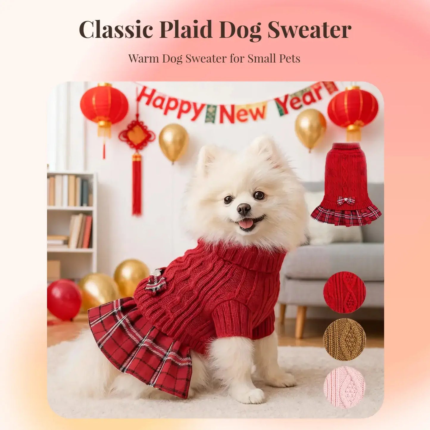 Dog Sweater Dress for Small Breeds - Winter Turtleneck Knitwear for Teacup Dogs, Yorkies, and Chihuahuas