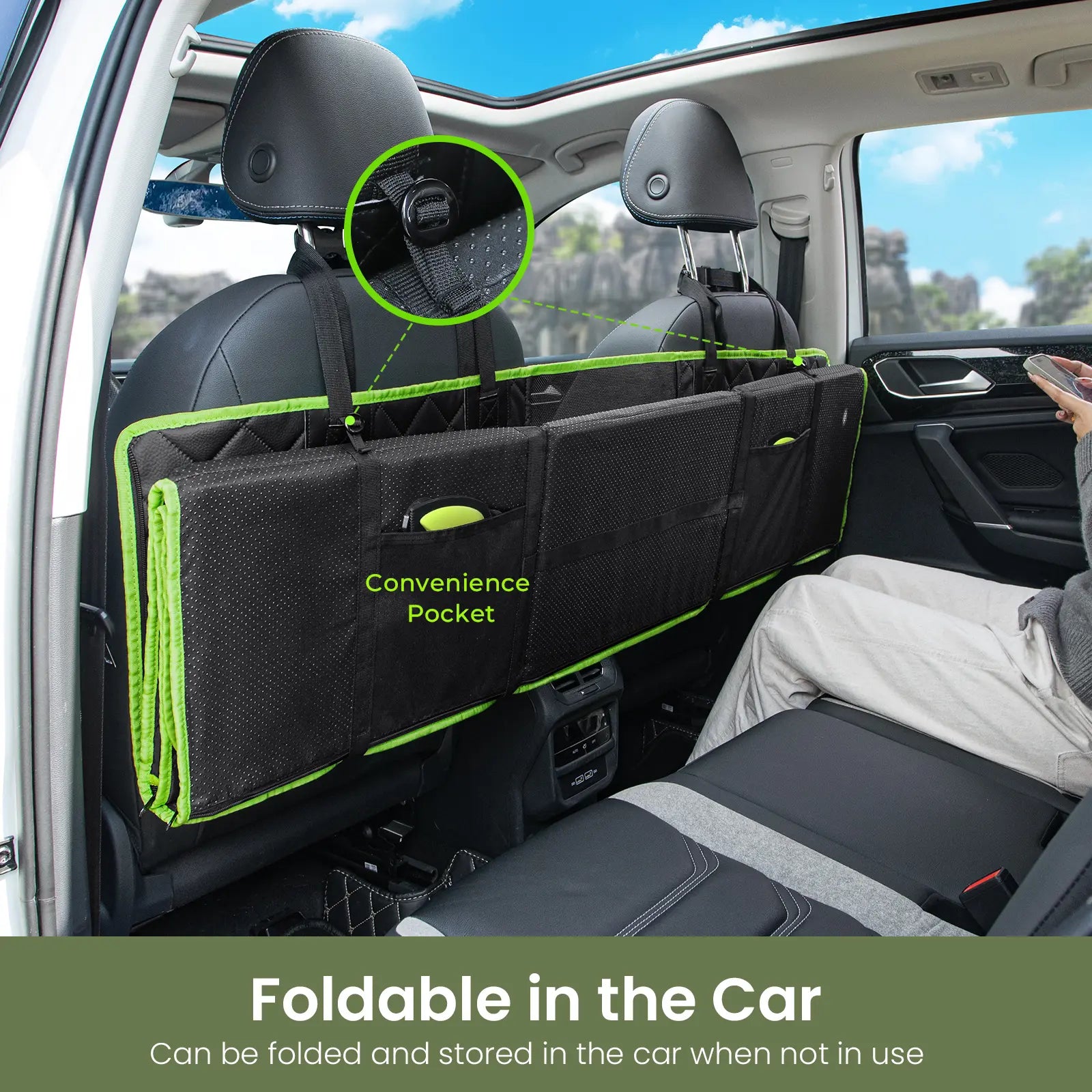 Pecute Waterproof Pet Car Seat Cover - Backseat Hammock with Mesh Window & Storage Pocket, Non-Slip 600D, Easy to Install and Washable for Cars and Trucks