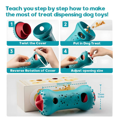 LUMIKATA Dual-Function Dog Puzzle Toy & Slow Feeder: Adjustable 3-Level Treat Dispenser to Promote Healthy Eating Habits and Cognitive Stimulation for All Breeds - Durable Heavy-Duty Nylon for Aggressive Chewers