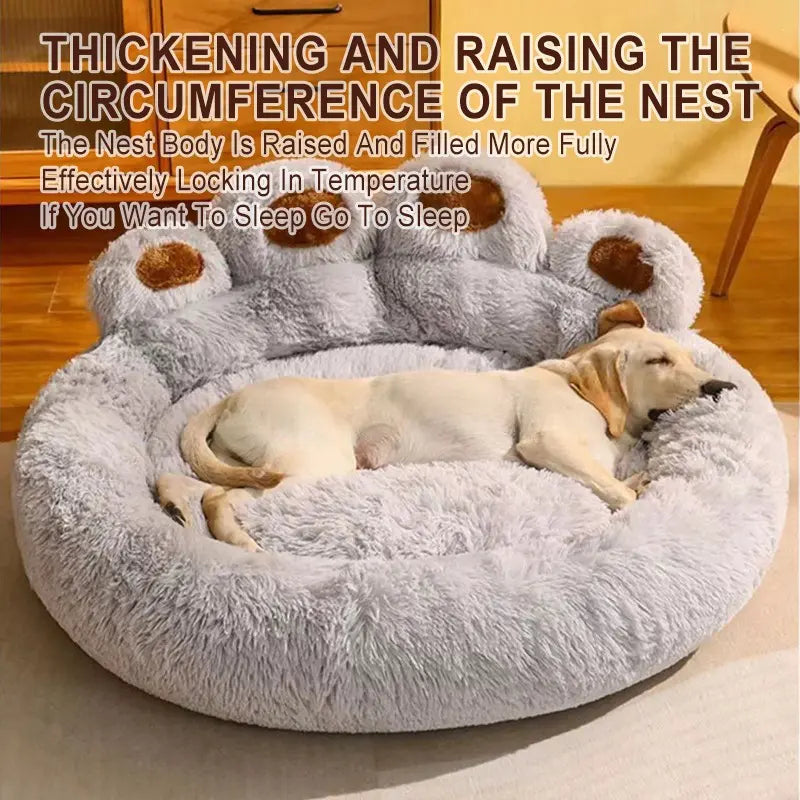 Luxury Bear Paw Plush Pet Bed with Superior Soft Padding and Enhanced Stability