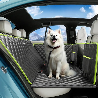 Pecute Waterproof Pet Car Seat Cover - Backseat Hammock with Mesh Window & Storage Pocket, Non-Slip 600D, Easy to Install and Washable for Cars and Trucks