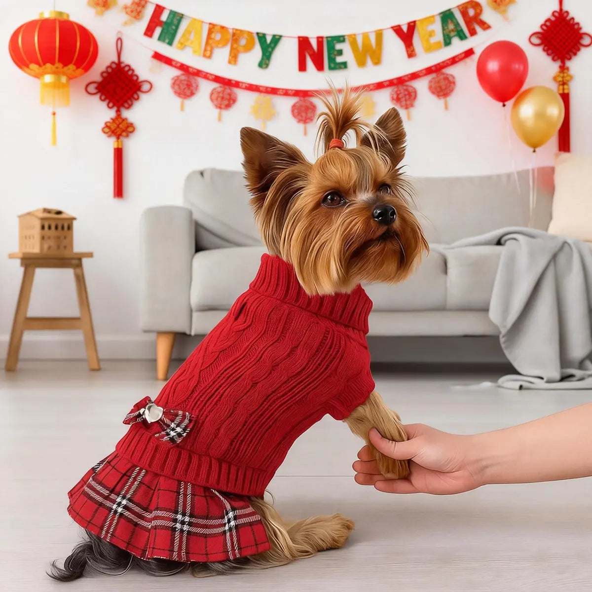 Dog Sweater Dress for Small Breeds - Winter Turtleneck Knitwear for Teacup Dogs, Yorkies, and Chihuahuas
