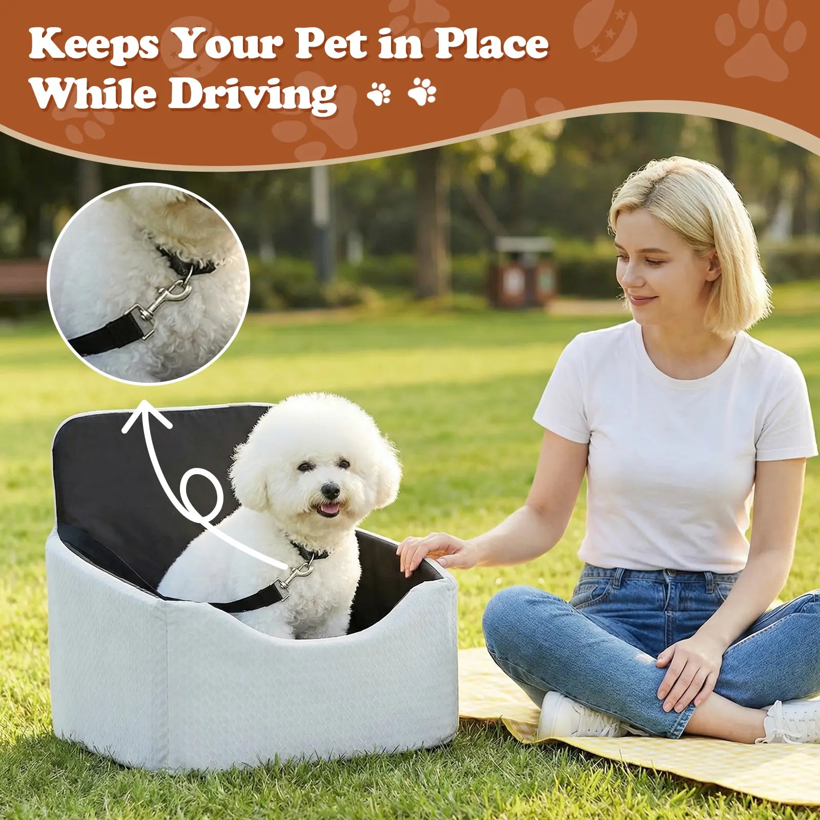 VALUXE Dog Car Booster Seat - All-Season Enclosed Design with Seat Belt Straps, Non-Slip and Waterproof Pet Travel Seat