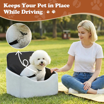 VALUXE Dog Car Booster Seat - All-Season Enclosed Design with Seat Belt Straps, Non-Slip and Waterproof Pet Travel Seat
