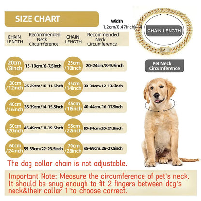 Rhinestone Dog Chain Necklace with Secure Buckle – Elegant Pet Accessory for Small, Medium, and Large Dogs