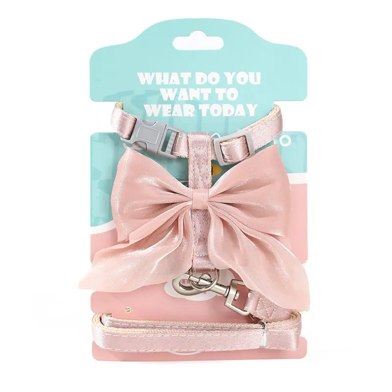 Cat Harness & Leash Set with Large Bow Anti-Escape Design for Small Medium Cats Anti-Breaking Not Strangling for Safe Walks Collars