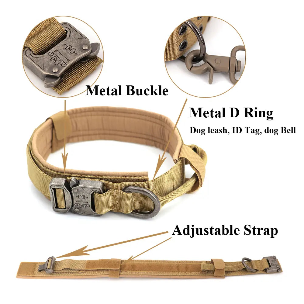 Adjustable Heavy-Duty Tactical Dog Training Collar with Quick Release Buckle for Safety and Comfort - 1000D Nylon