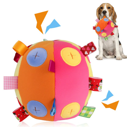 Interactive Dog Snuffle Feeding Ball Toy for Slow Eating and Mental Stimulation, Includes Cotton Fillings and Bell for Enhanced Exercise and IQ Training